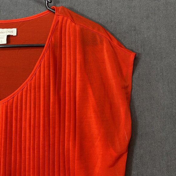Coldwater Creek Womens Red Pleated V-Neck Top Blouse Size Large (14) - Picture 8 of 11